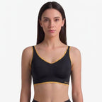 Multy Seamless Bra Black Gold - front on model