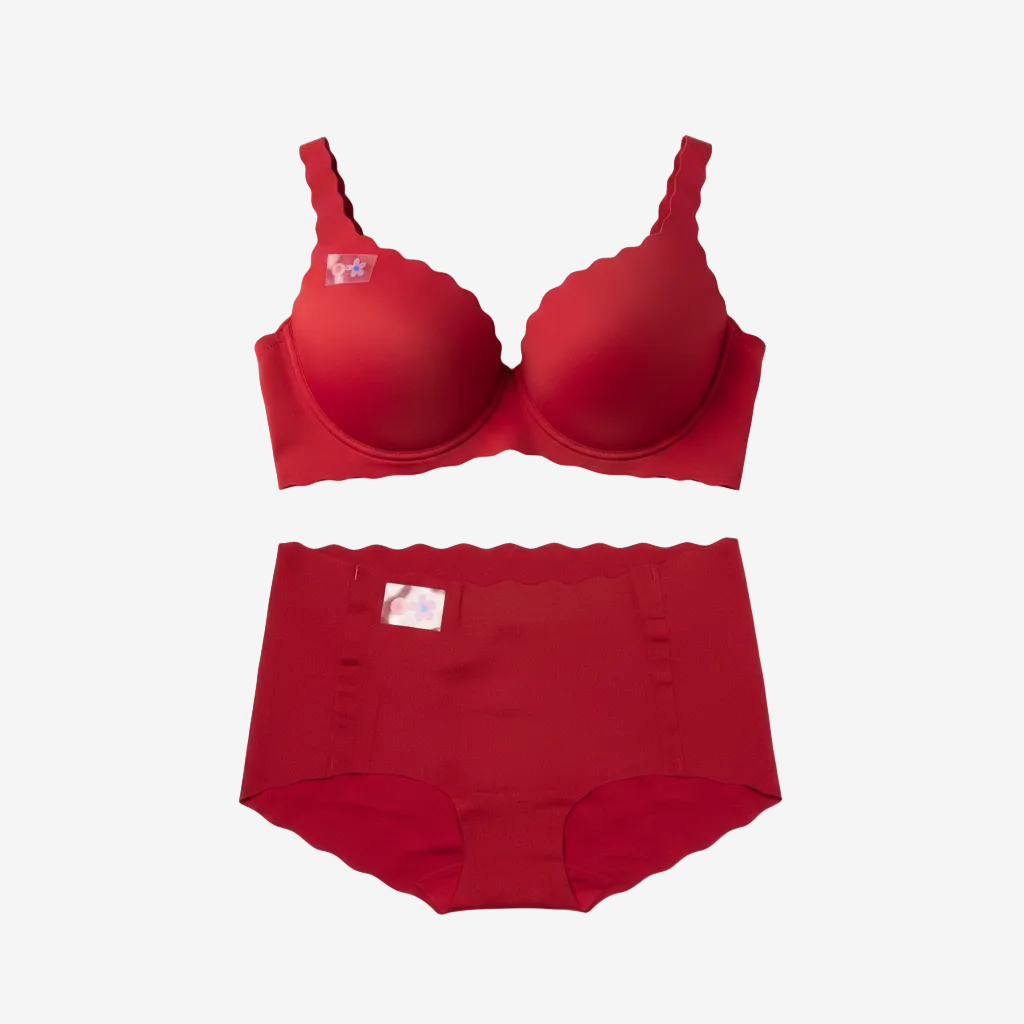 Red Seamless Lingerie Set - Bra and Briefs